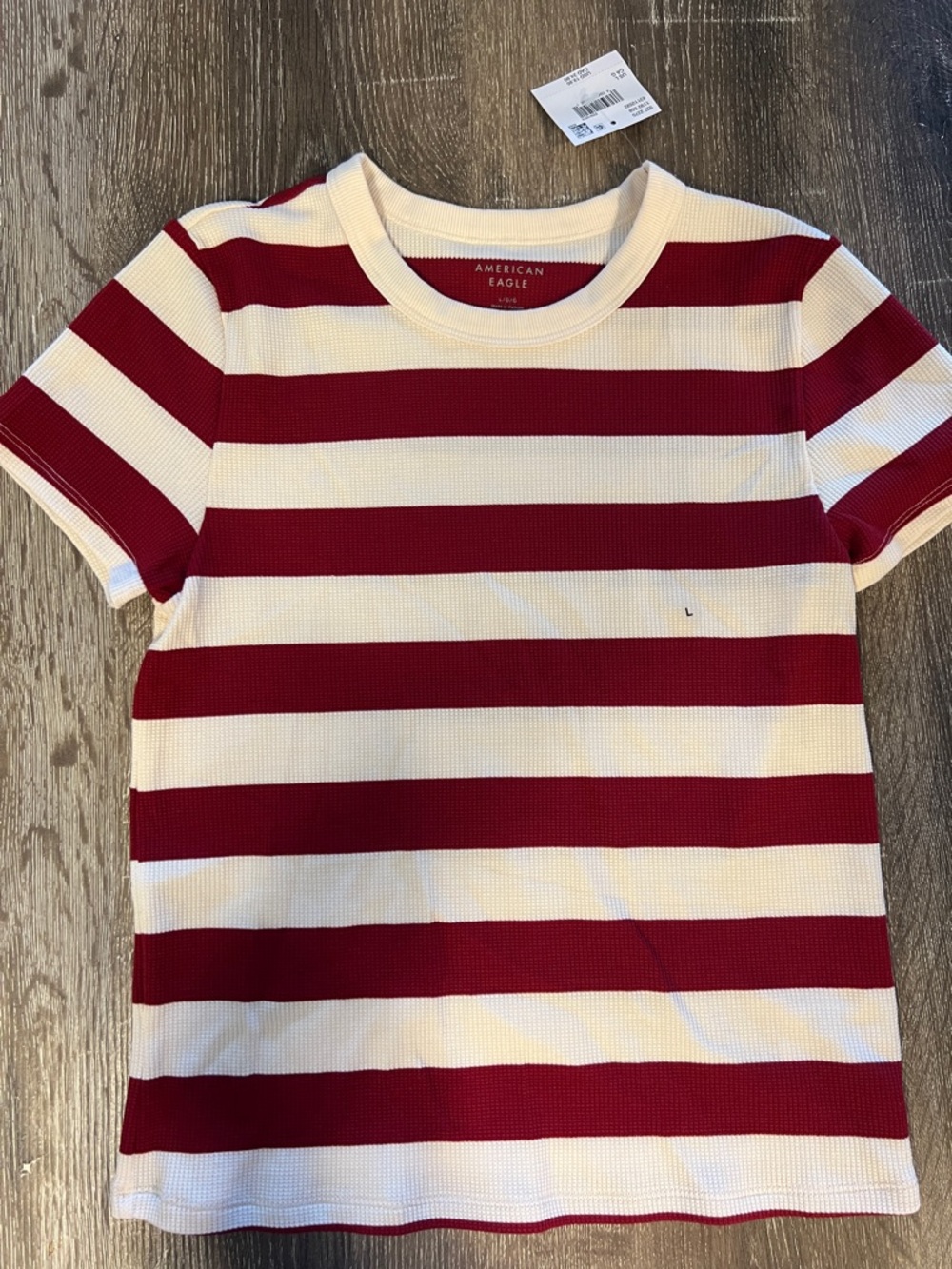 American Eagle Outfitters women’s Red & Cream Striped Short-Sleeve Tee